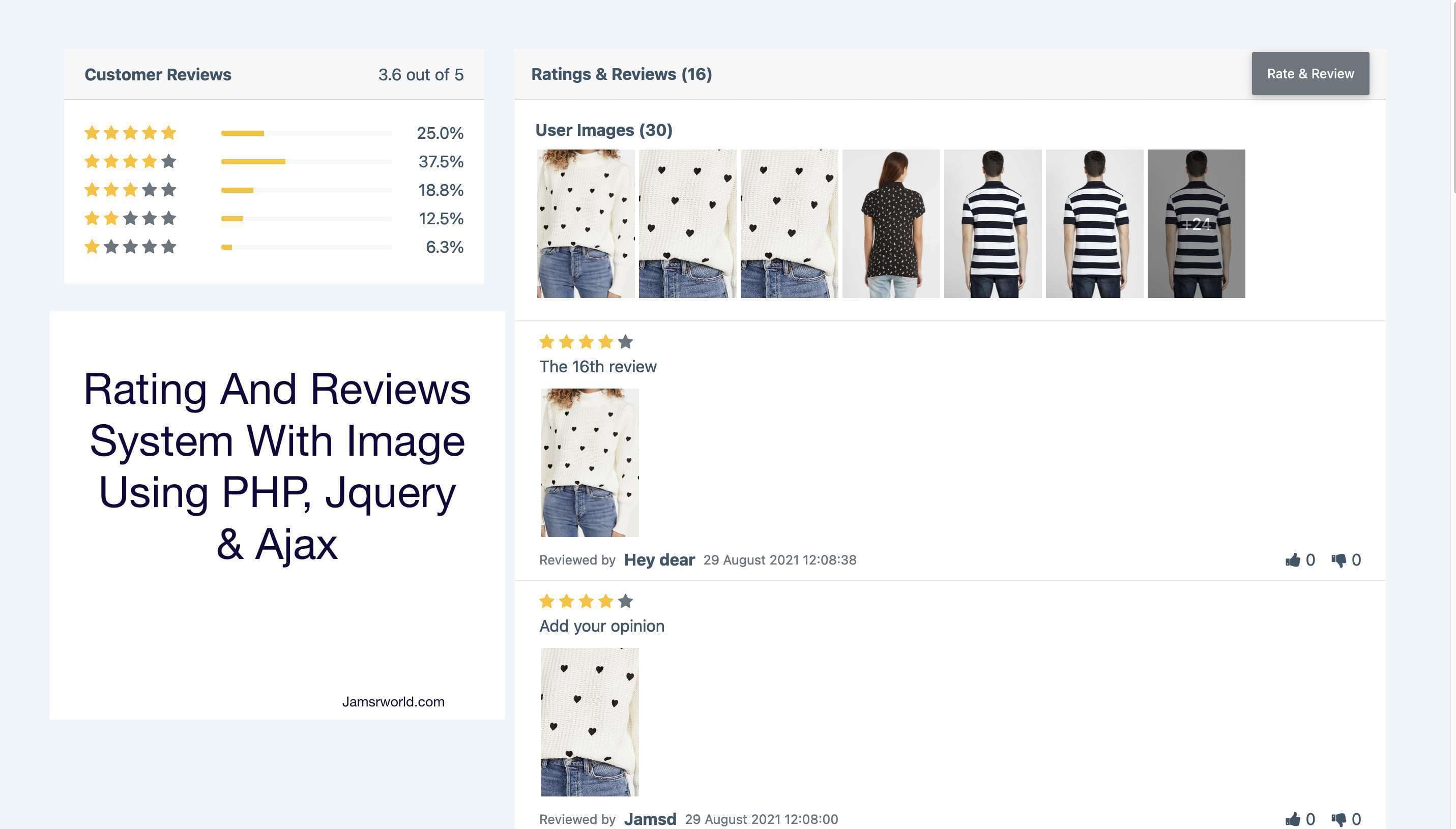 Rating and review system in PHP and MySQL Rating and review system in PHP and MySQL